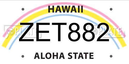 ZET882 Hawaii License Plate