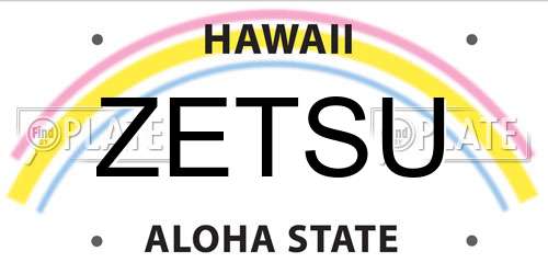 ZETSU Hawaii License Plate