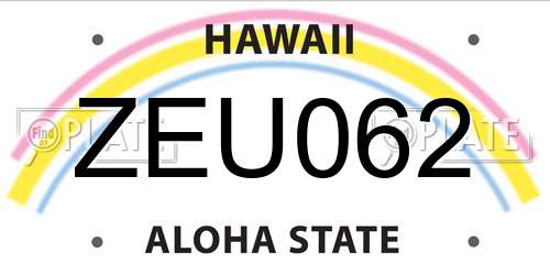 ZEU062 Hawaii License Plate