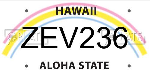 ZEV236 Hawaii License Plate
