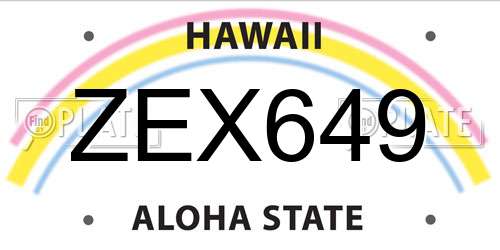 ZEX649 Hawaii License Plate