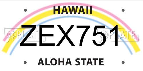 ZEX751 Hawaii License Plate