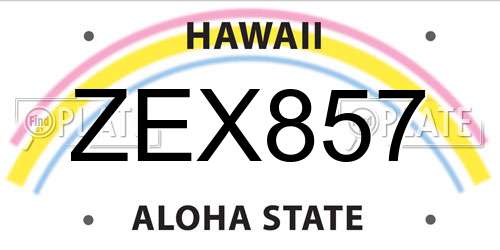 ZEX857 Hawaii License Plate