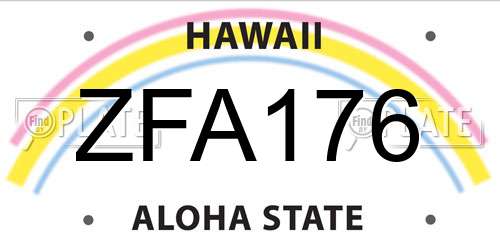 ZFA176 Hawaii License Plate