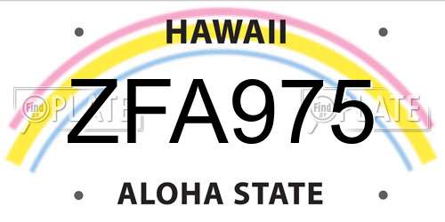 ZFA975 Hawaii License Plate