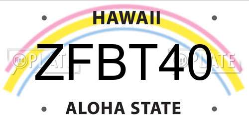 ZFBT40 Hawaii License Plate