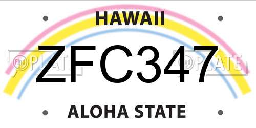 ZFC347 Hawaii License Plate