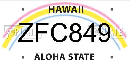 ZFC849 Hawaii License Plate