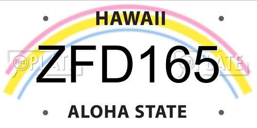 ZFD165 Hawaii License Plate