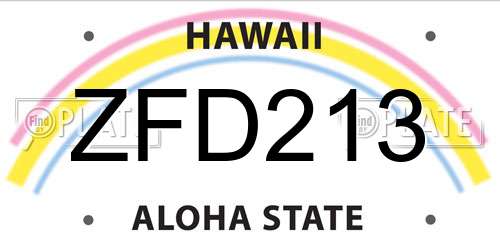 ZFD213 Hawaii License Plate