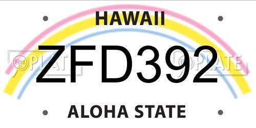 ZFD392 Hawaii License Plate