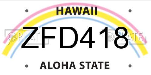 ZFD418 Hawaii License Plate
