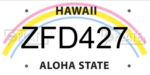 ZFD427 Hawaii License Plate