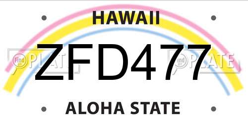 ZFD477 Hawaii License Plate