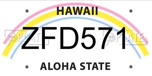 ZFD571 Hawaii License Plate
