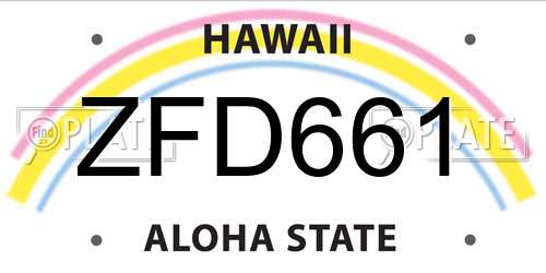 ZFD661 Hawaii License Plate