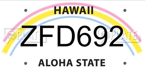 ZFD692 Hawaii License Plate