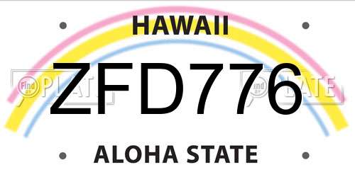 ZFD776 Hawaii License Plate