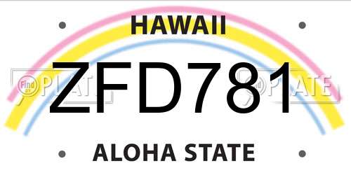 ZFD781 Hawaii License Plate