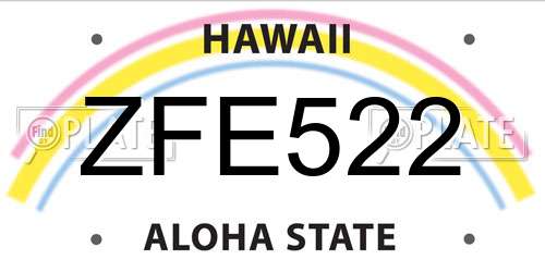 ZFE522 Hawaii License Plate