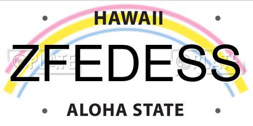ZFEDESS Hawaii License Plate