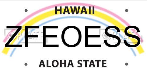 ZFEOESS Hawaii License Plate
