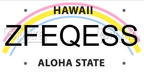 ZFEQESS Hawaii License Plate