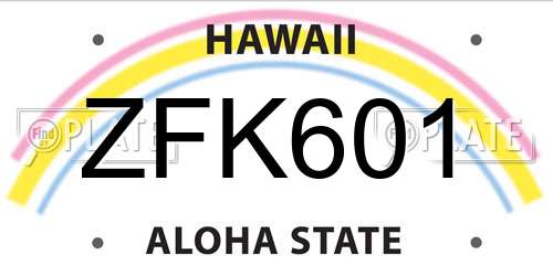 ZFK601 Hawaii License Plate