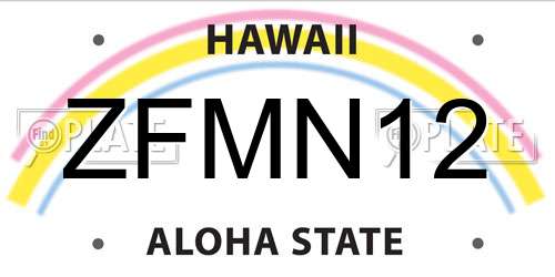 ZFMN12 Hawaii License Plate