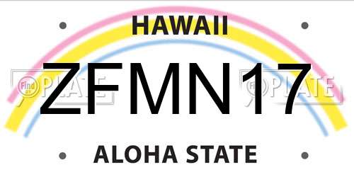 ZFMN17 Hawaii License Plate