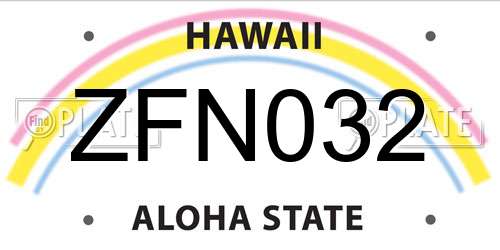 ZFN032 Hawaii License Plate