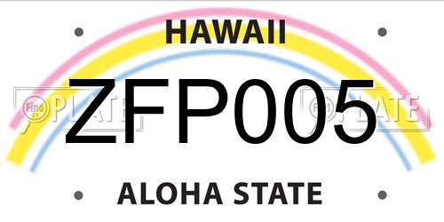 ZFP005 Hawaii License Plate
