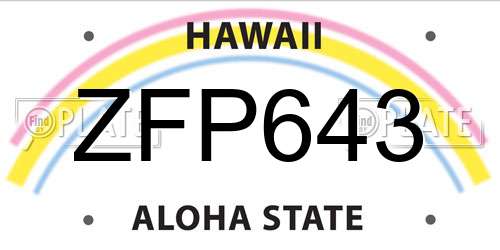 ZFP643 Hawaii License Plate