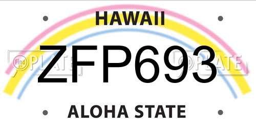 ZFP693 Hawaii License Plate
