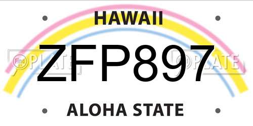 ZFP897 Hawaii License Plate