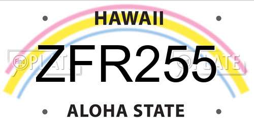 ZFR255 Hawaii License Plate