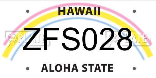 ZFS028 Hawaii License Plate