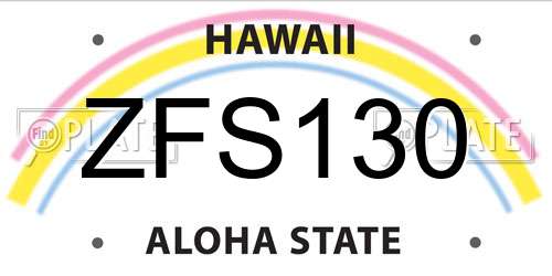 ZFS130 Hawaii License Plate