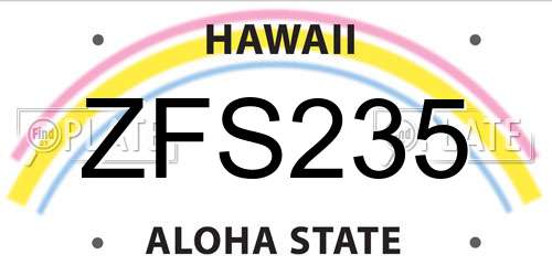 ZFS235 Hawaii License Plate