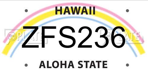 ZFS236 Hawaii License Plate