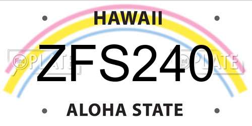ZFS240 Hawaii License Plate