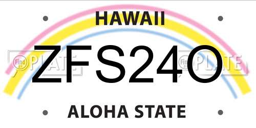 ZFS24O Hawaii License Plate