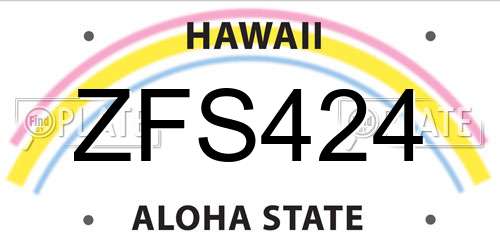 ZFS424 Hawaii License Plate