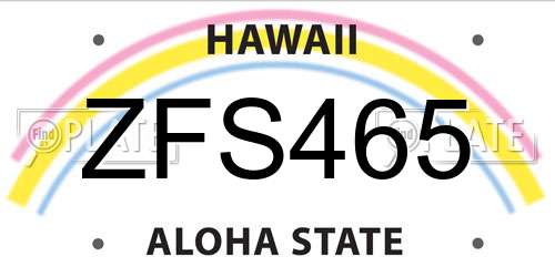 ZFS465 Hawaii License Plate