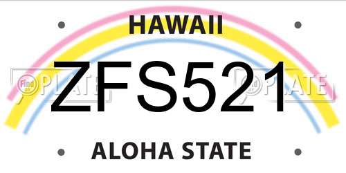 ZFS521 Hawaii License Plate