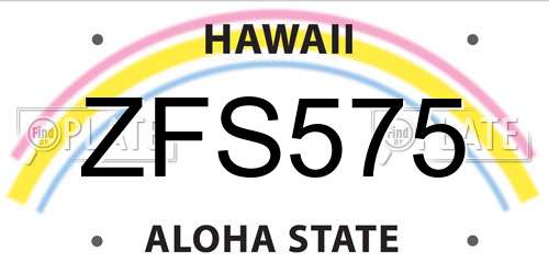 ZFS575 Hawaii License Plate
