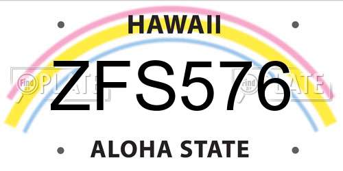 ZFS576 Hawaii License Plate