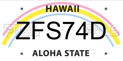 ZFS74D Hawaii License Plate