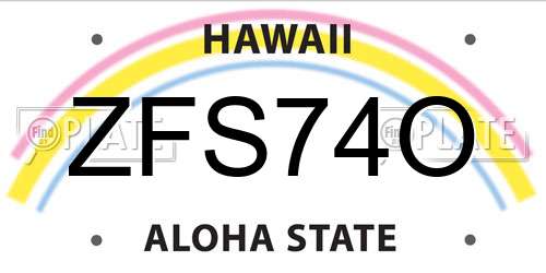 ZFS74O Hawaii License Plate
