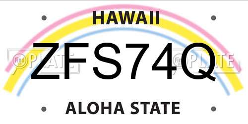 ZFS74Q Hawaii License Plate